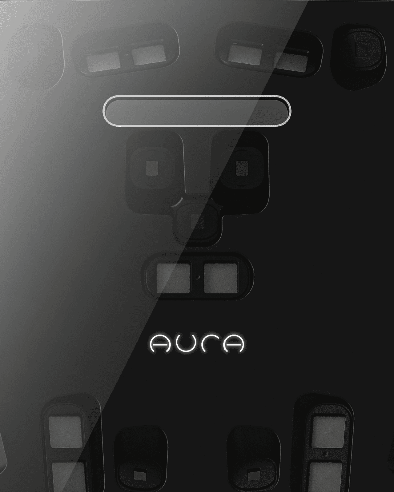 Aura 3D 魔鏡面板上的相機與 LED 白光模組近拍