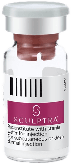 Sculptra 舒顏萃單瓶產品外觀,瓶標註明以無菌注射用水泡製